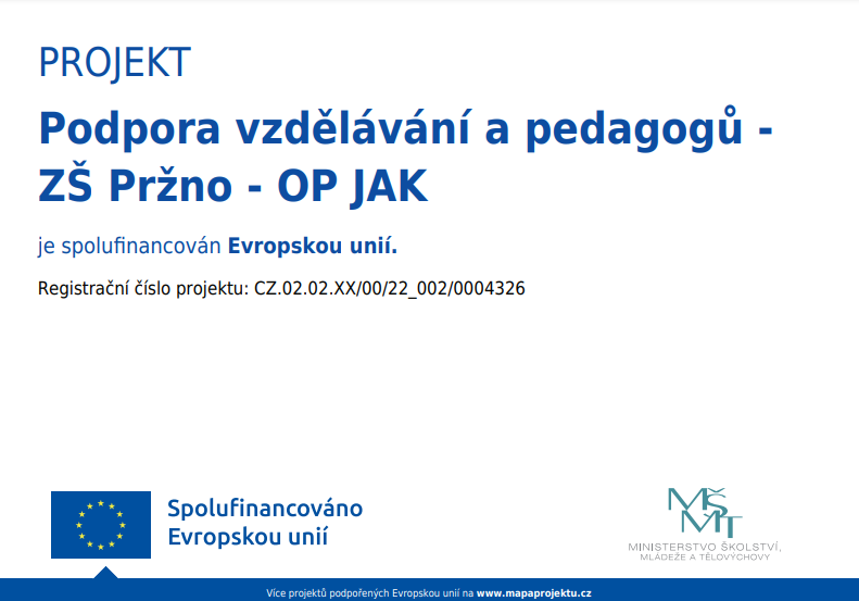 OP JAK - Podpora vzdělávání a pedagogů - ZŠ Pržno